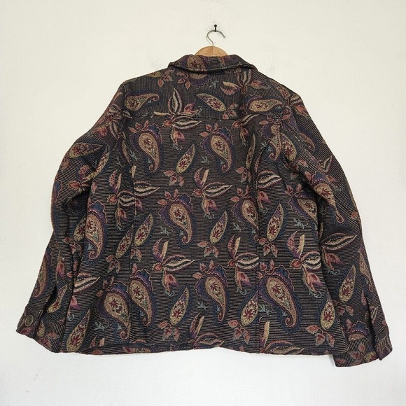 Vtg CJ Banks Tapestry Jacket Womens 1X Paisley Wearable Art Lined Button Up - Picture 5 of 8